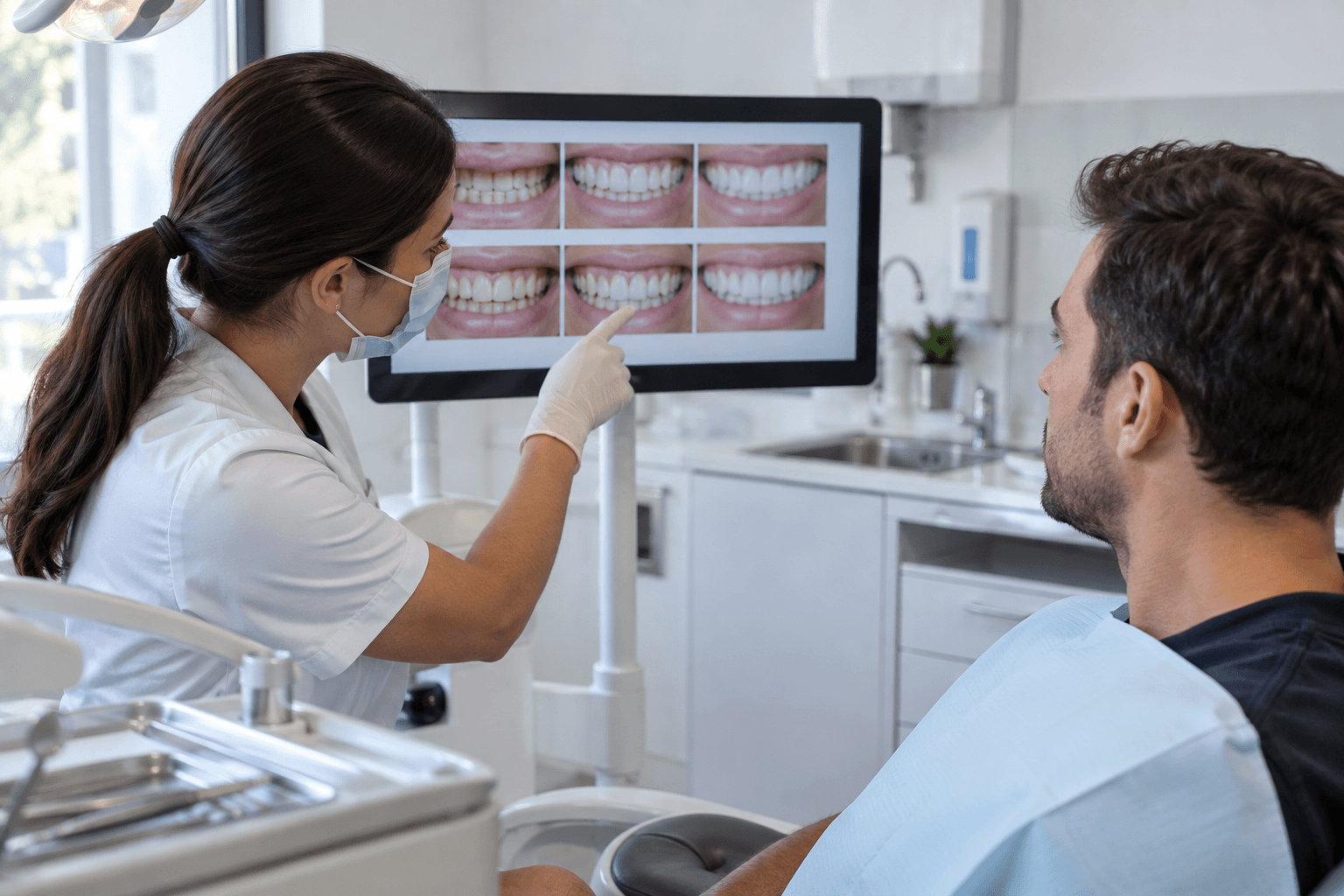 Before and after whitening result review using a dental clinic image gallery
